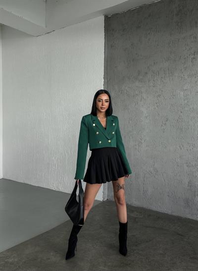 Düğmeli̇ Crop Ceket