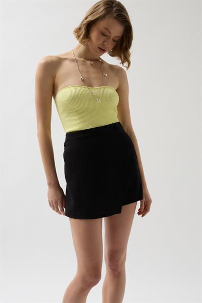 Düğmeli Keten Etek