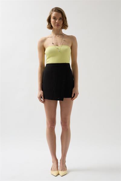 Düğmeli Keten Etek