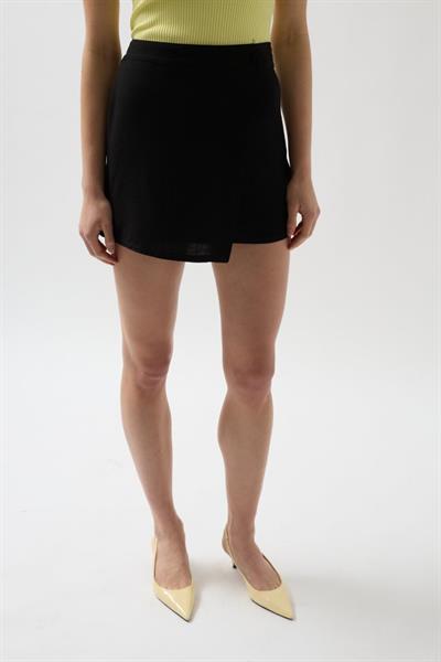 Düğmeli Keten Etek