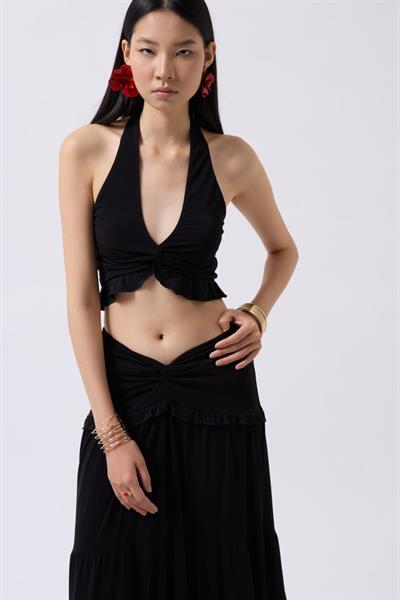 Düğüm Detay Fırfırlı Crop