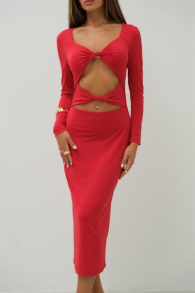 Düğüm Detaylı Midi Boy Elbise