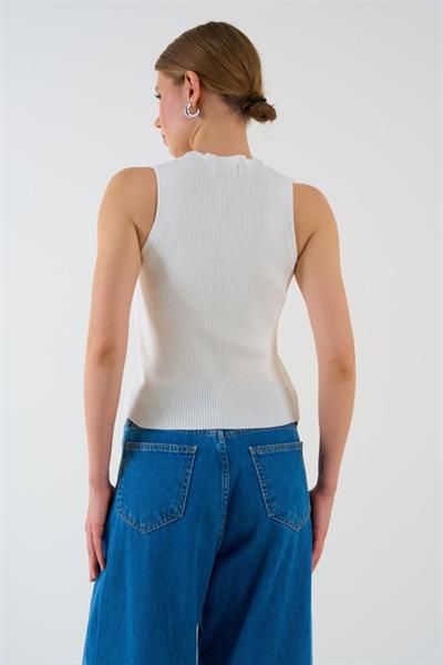 Düğümeli Atlet - Açık Krem