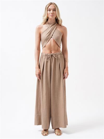 Düşük Bel Oversize Keten Pantolon