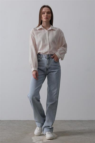 Düz Kesim Denim - Mavi