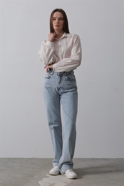 Düz Kesim Denim - Mavi