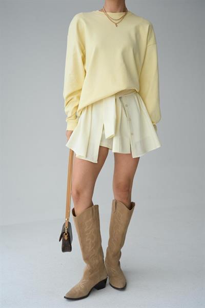 Düz SweatShirt - Açık Sarı