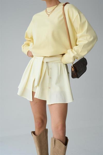 Düz SweatShirt - Açık Sarı