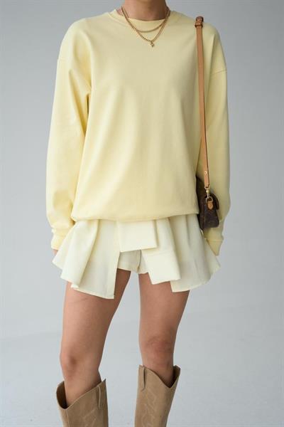 Düz SweatShirt - Açık Sarı