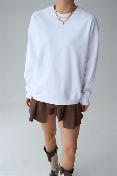 Düz SweatShirt - Beyaz