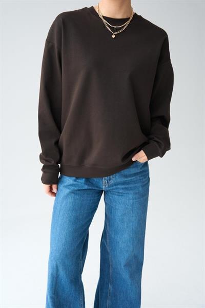 Düz SweatShirt - KAHVE