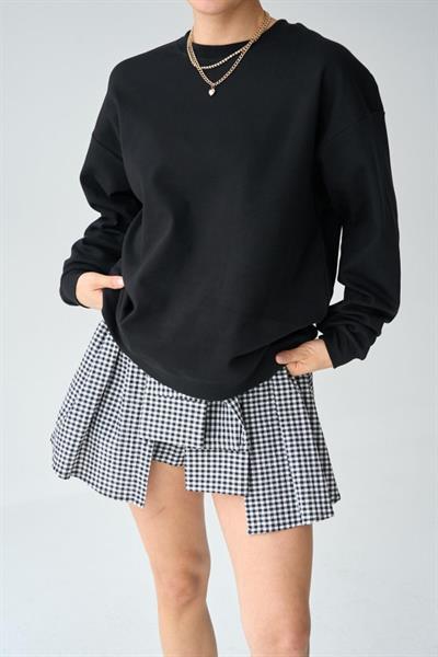Düz SweatShirt - Siyah