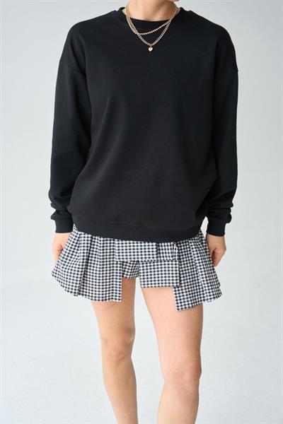 Düz SweatShirt - Siyah