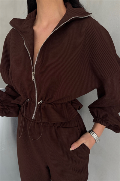 EŞOFMAN TAKIM GİFT KUMAŞ - Kahverengi