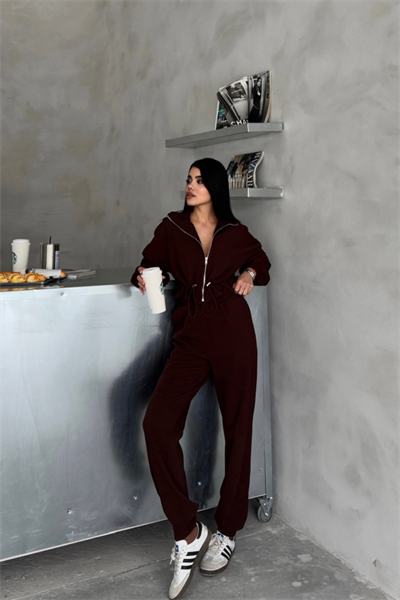 EŞOFMAN TAKIM GİFT KUMAŞ - Kahverengi