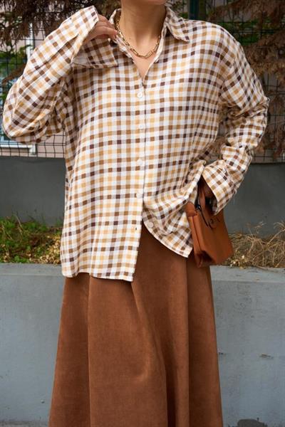 Ekoseli Gömlek - KAHVE