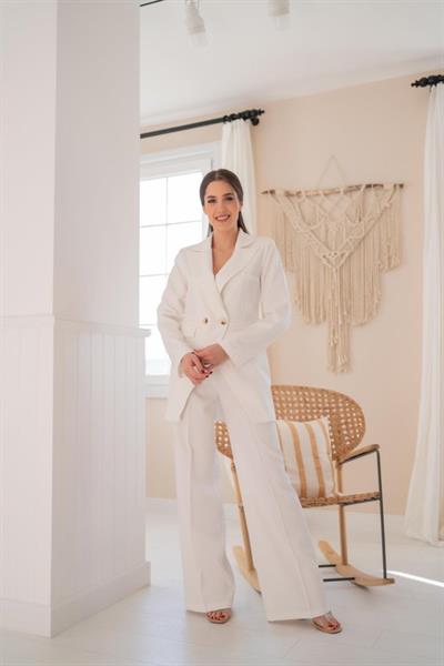 Ekru Atlas Ceket Ve Pantolon Takım