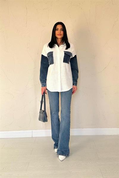 Ekru Kot Garnili Ceket