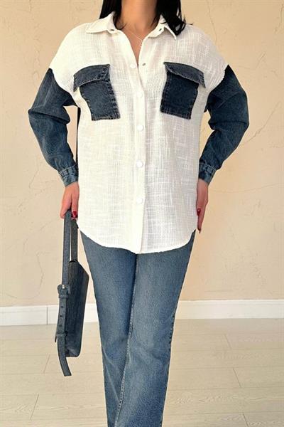 Ekru Kot Garnili Ceket