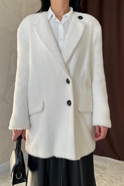 Ekru Tüylü Yumoş Kaban