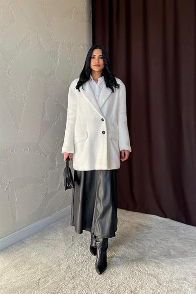 Ekru Tüylü Yumoş Kaban