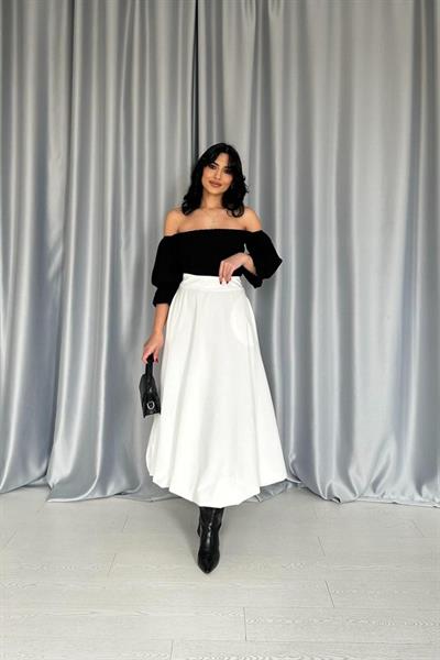 Ekru Uzun Balon Etek