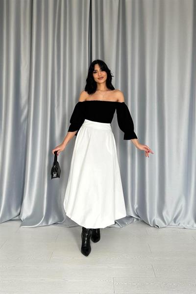 Ekru Uzun Balon Etek