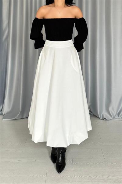 Ekru Uzun Balon Etek