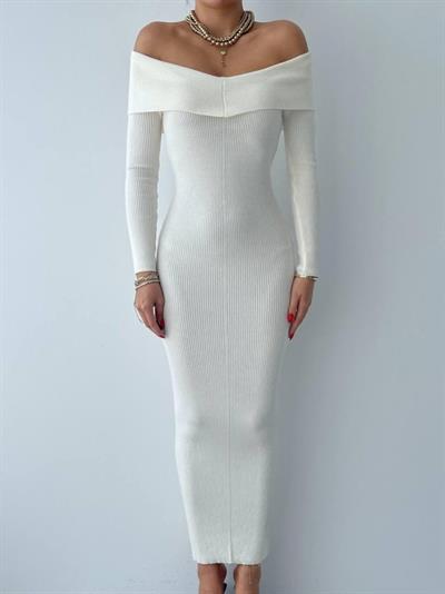 Emden Kayık Yaka Elbise