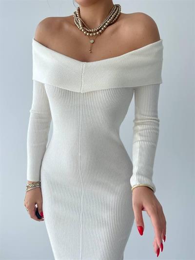 Emden Kayık Yaka Elbise