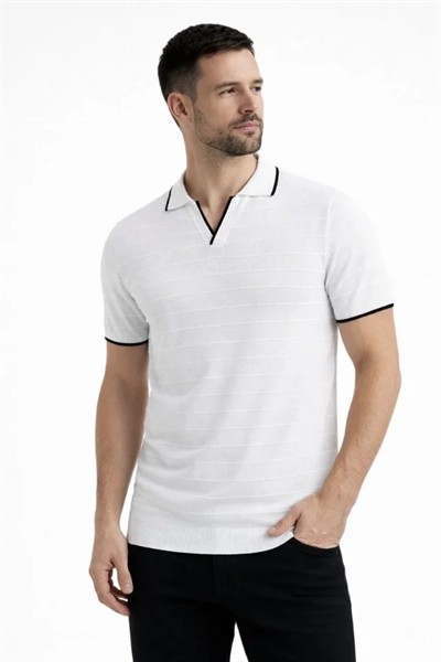 Erkek 3’lü Paket Triko Yakalı Düğmesiz Açık Yaka Fitilli Kısa Kollu Regular Fit Tişört - Bej, Beyaz, Mint Yeşili