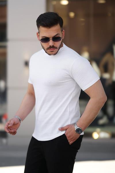 Erkek Ağaç Kabuğu Desenli Kısa Kollu T-shirt