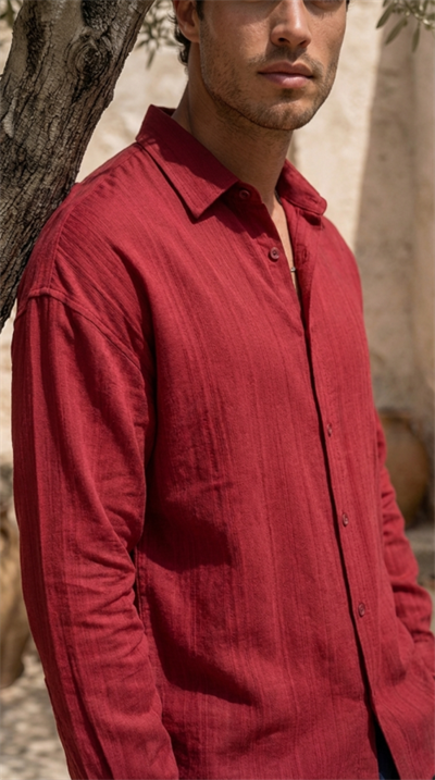 Erkek Armürlü Yarım Oversize Müslin Gömlek