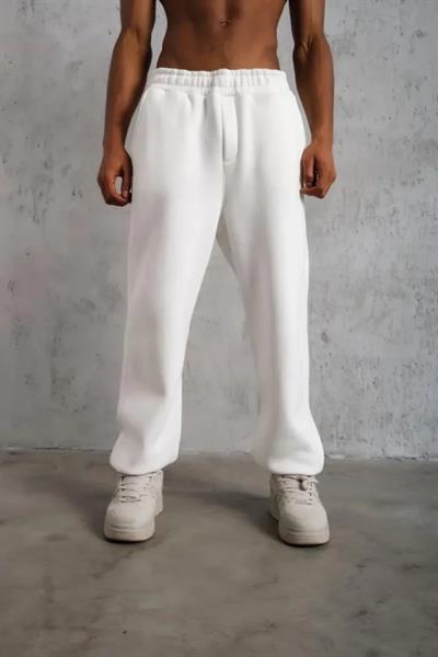 Erkek Baggy Alt Eşofman - Beyaz
