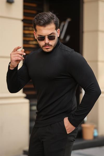 Erkek Balıkçı Yaka Modal Kumaş Esnek Kazak