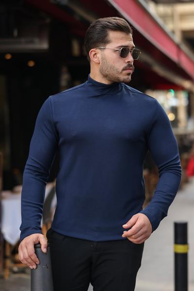 Erkek Balıkçı Yaka Modal Kumaş Esnek Kazak