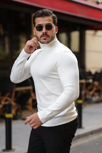 Erkek Balıkçı Yaka Modal Kumaş Esnek Kazak