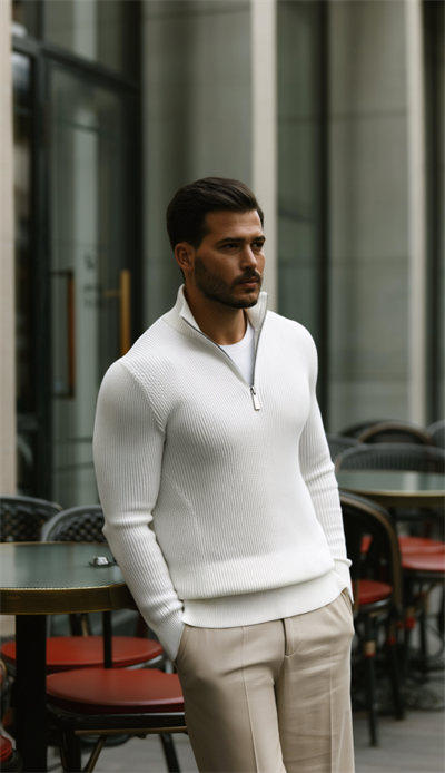 Erkek Balıkçı Zip Yaka Uzun Kollu Triko