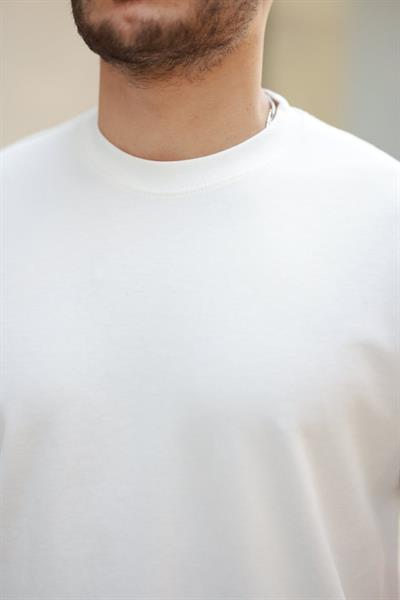 Erkek Basic Oversize Double Face Kumaş Kısa Kollu Tshirt