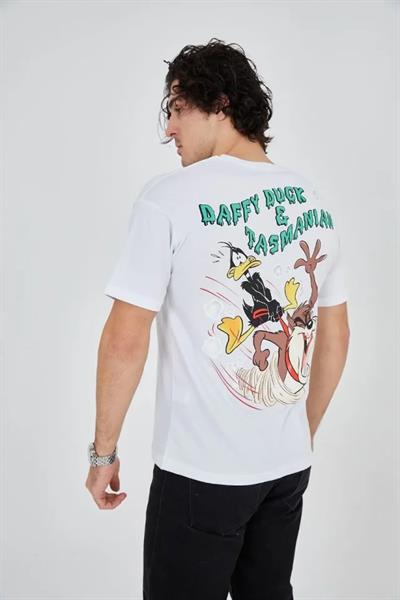 Erkek Baskılı 24/1 Penye T-Shirt - Beyaz