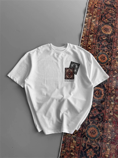 Erkek Baskılı Oversize T-shirt - Beyaz
