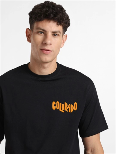 Erkek Baskılı Oversize T-shirt - Siyah