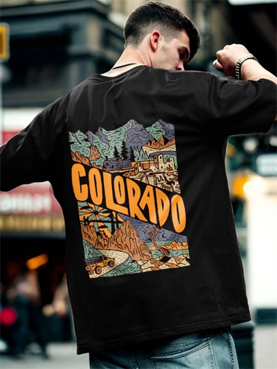 Erkek Baskılı Oversize T-shirt - Siyah