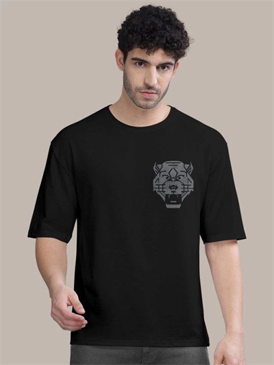 Erkek Baskılı Oversize T-shirt - Siyah