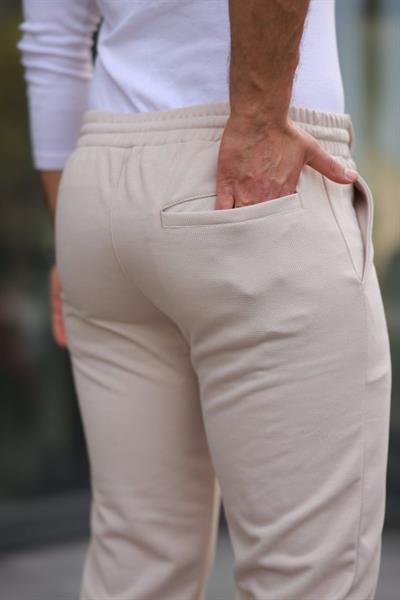 Erkek Beli Bağcıklı Duble Paça örme Pamuklu Kumaş Jogger Pantolon
