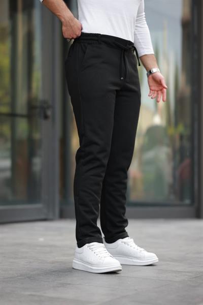 Erkek Beli Bağcıklı Duble Paça örme Pamuklu Kumaş Jogger Pantolon