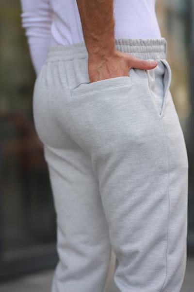 Erkek Beli Bağcıklı Duble Paça örme Pamuklu Kumaş Jogger Pantolon