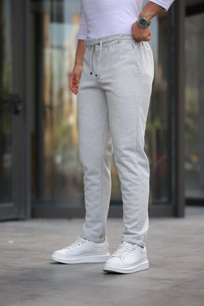 Erkek Beli Bağcıklı Duble Paça örme Pamuklu Kumaş Jogger Pantolon