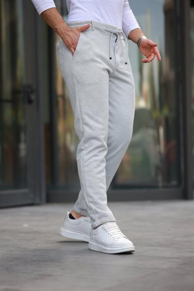 Erkek Beli Bağcıklı Duble Paça örme Pamuklu Kumaş Jogger Pantolon