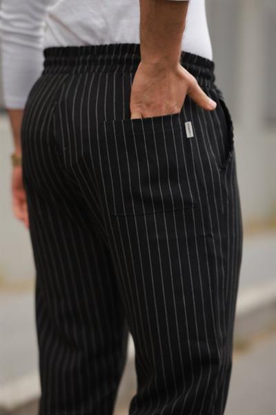 Erkek Beli Bağcıklı çizgili Pantolon